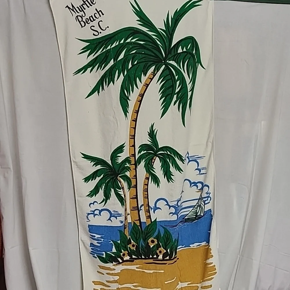 Myrtle Beach SC Souvenir Palm Tree Tropical Beach Towel